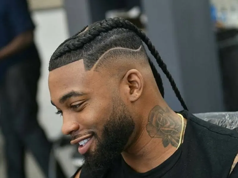 black man braids with fade for men