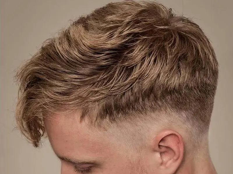 drop fade with cropped fringe for men