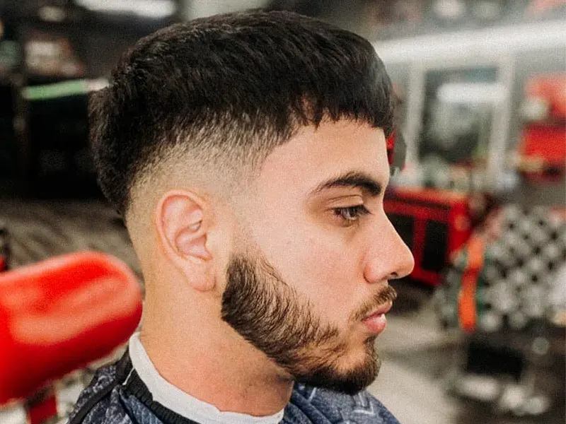 drop fade with straight hair for men