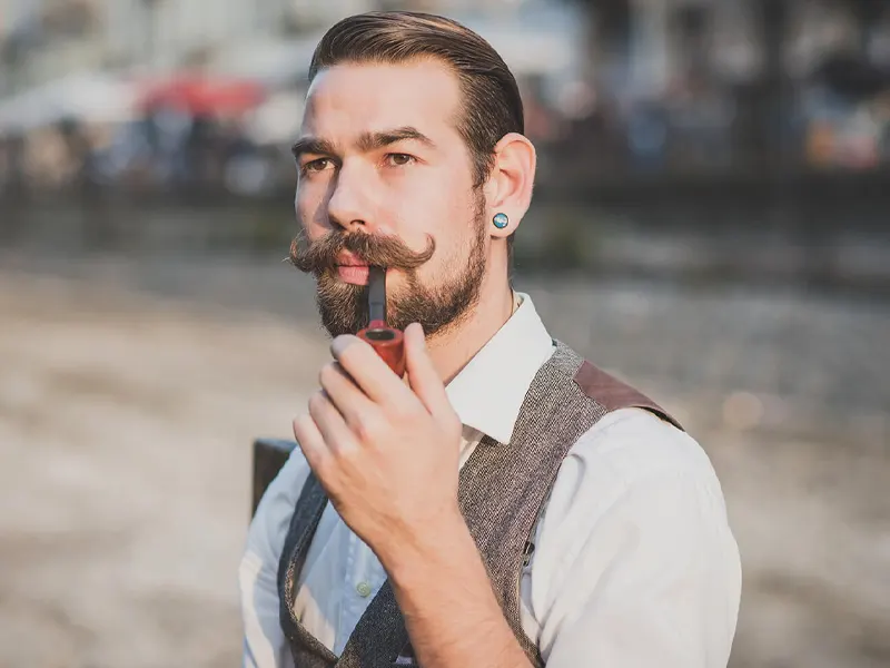 handlebar mustache beard for men