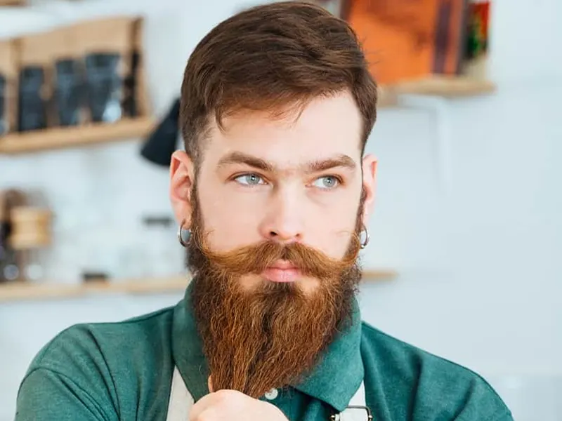 handlebar mustache with beard for men