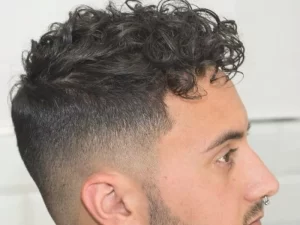 high taper with curly hair for men