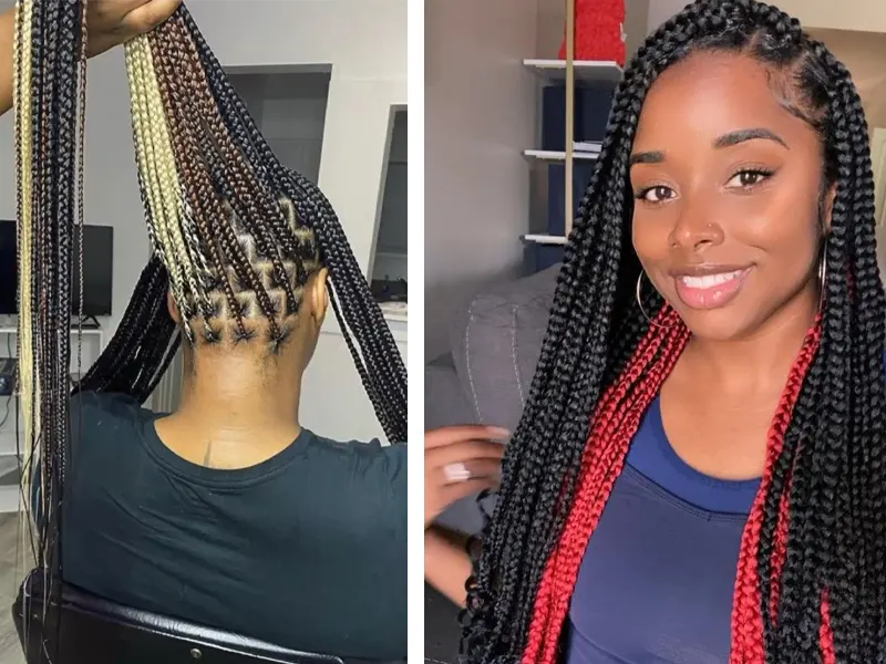 knotless peekaboo braids for women