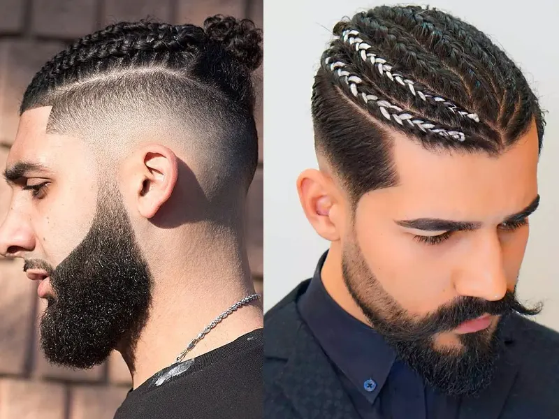 low fade with braids for men
