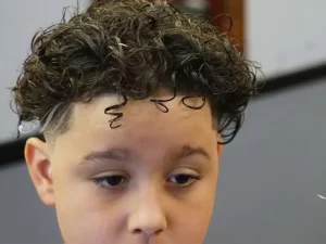 low taper with long curly hair for kids
