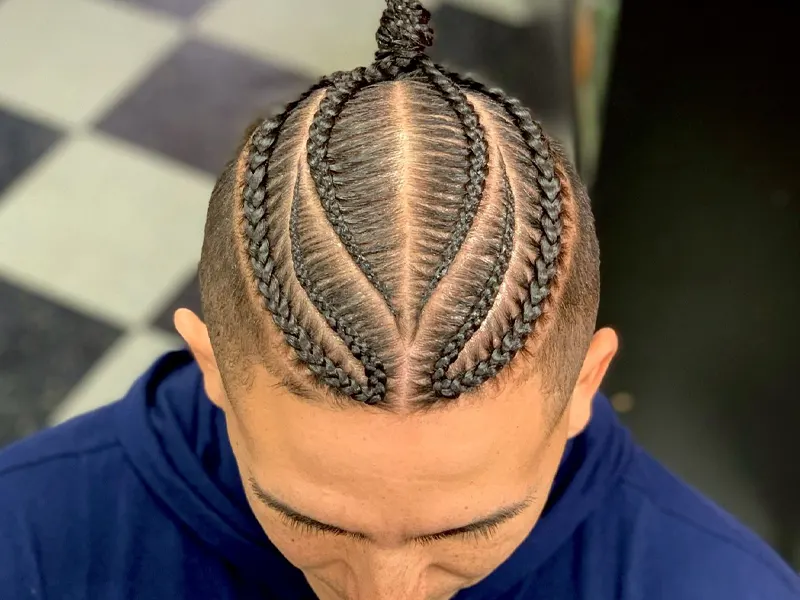 men's 4 braids with fade for man