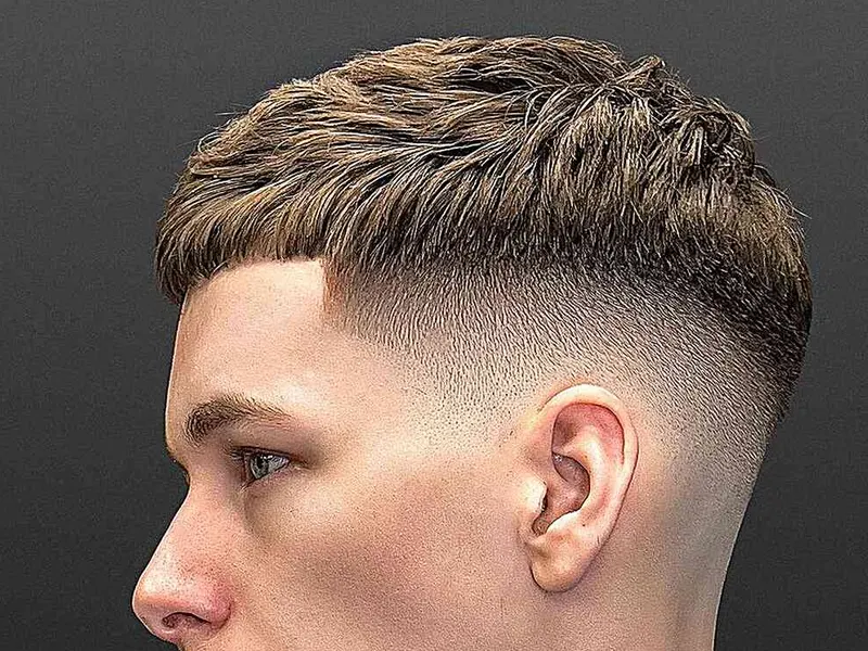 textured fringe with drop fade for men