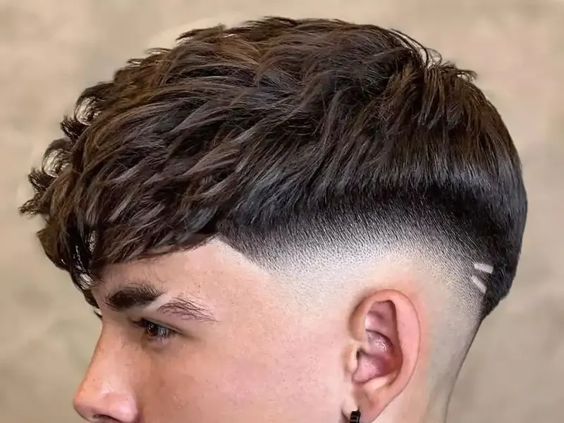 textured fringe with drop fade for men