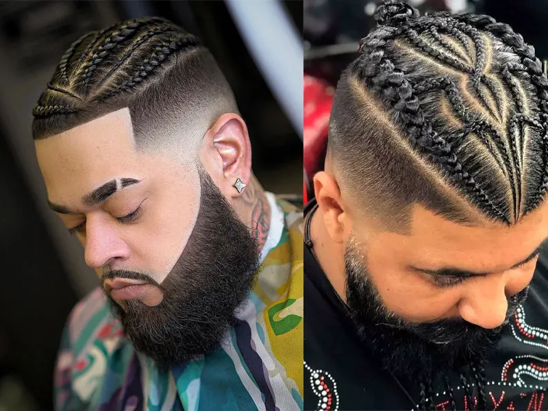 top braids with fade for man