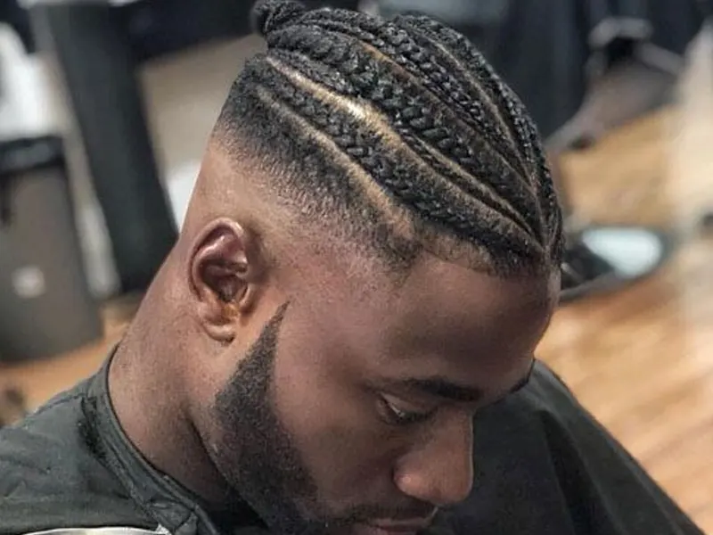 top braids with fade for men